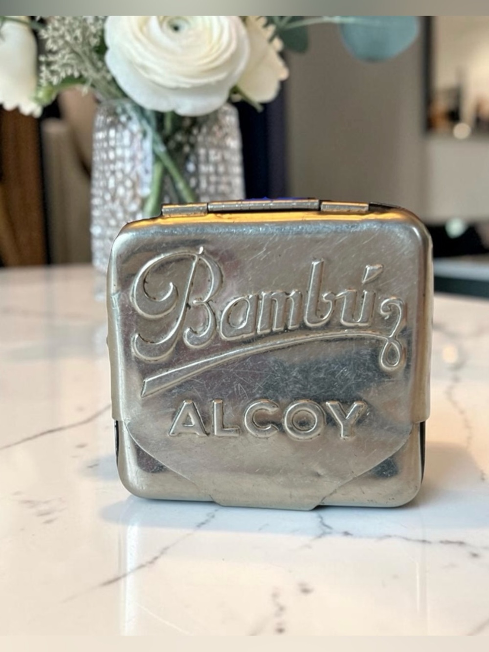 Vintage Bambu Alcoy Spain Tin Metal Rolling Paper Case/ Holder